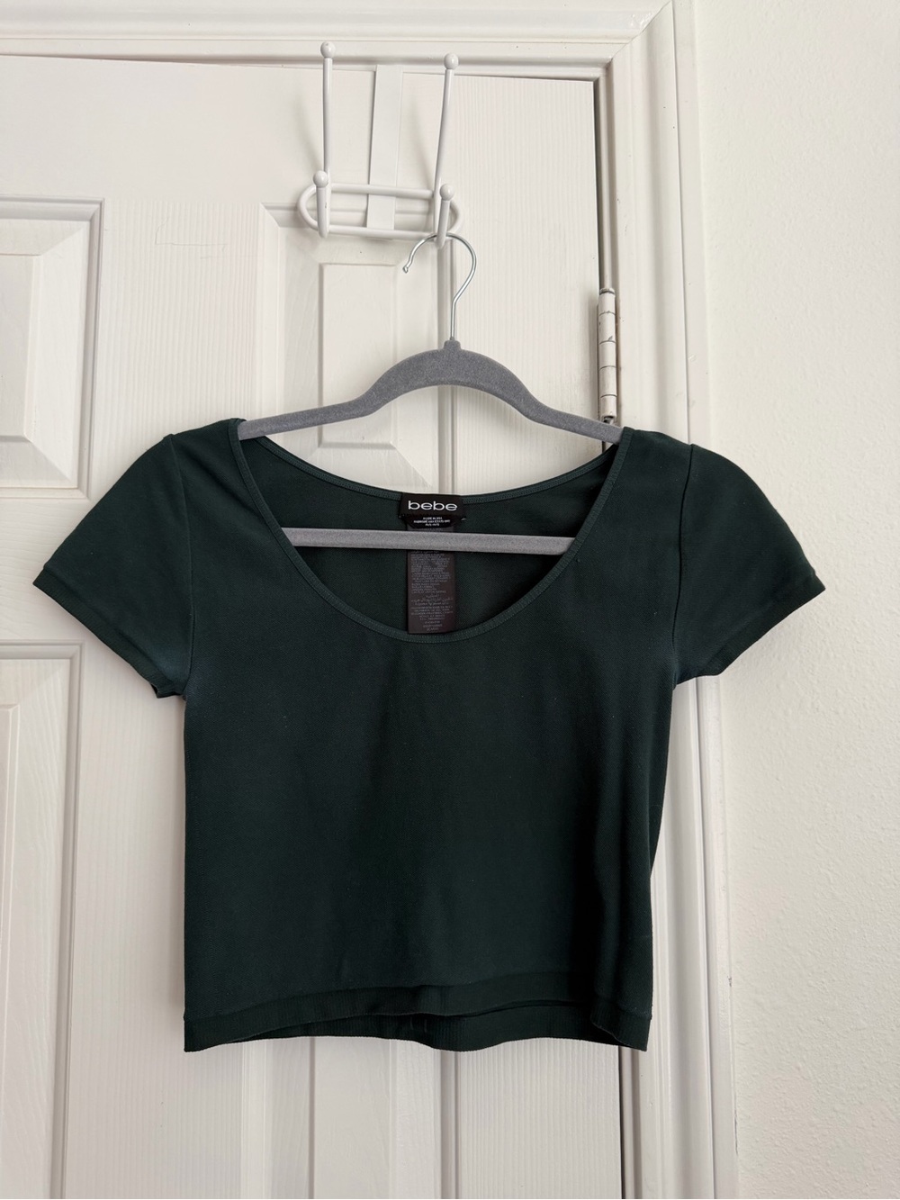 bebe Forest Green Scoop Neck Crop Top